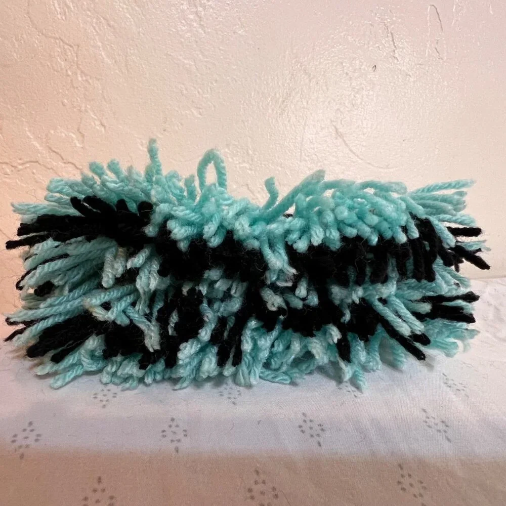 Handcrafted Woven Yarn Pot Holders Black & Aqua Square Set Of 2 7